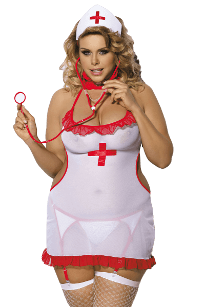 3tlg. Krankenschwester Outfit Plus Size